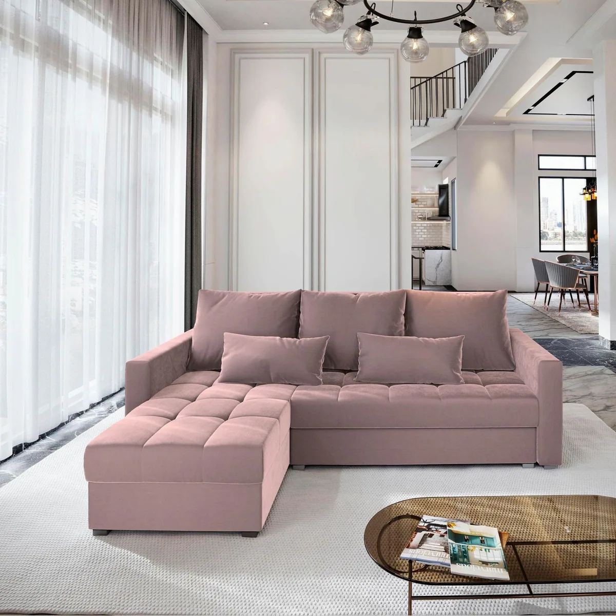 Masseno KOS PIK Ecksofa, Schlaffunktion, elegantes Design