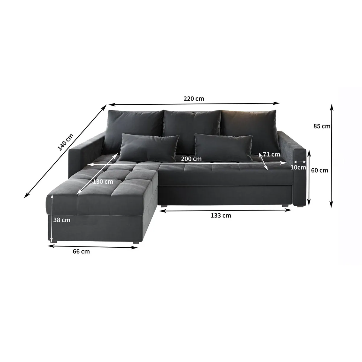 Masseno KOS PIK Ecksofa, Schlaffunktion, elegantes Design 5