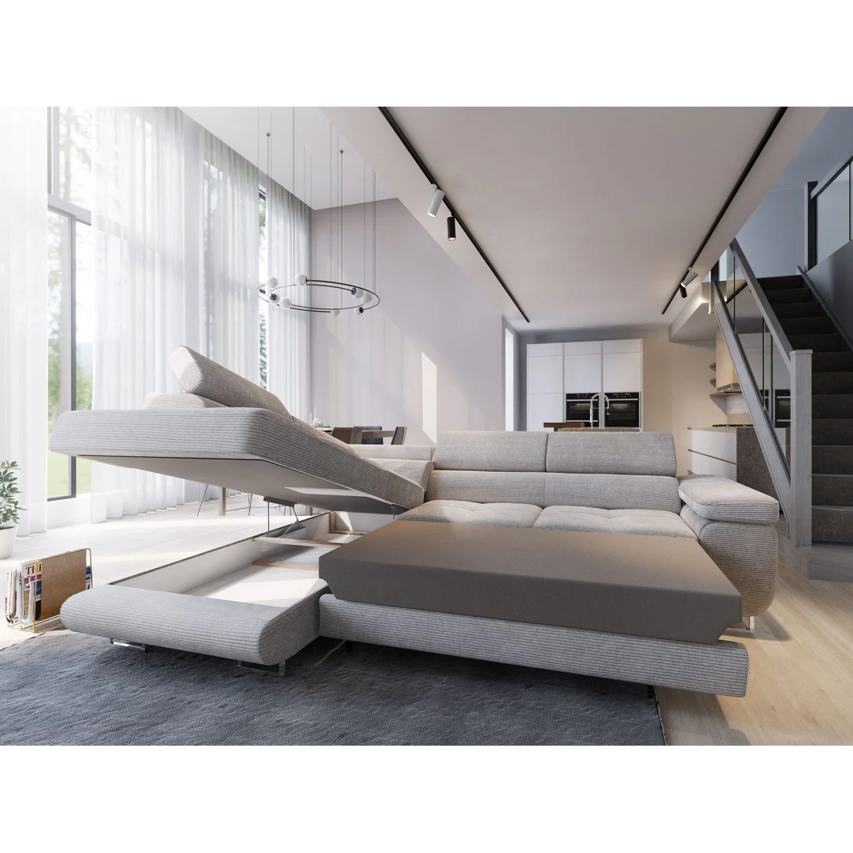 Masseno Ecksofa APIRO mit Schlaffunktion, elegantes Design, praktischer Stauraum 3