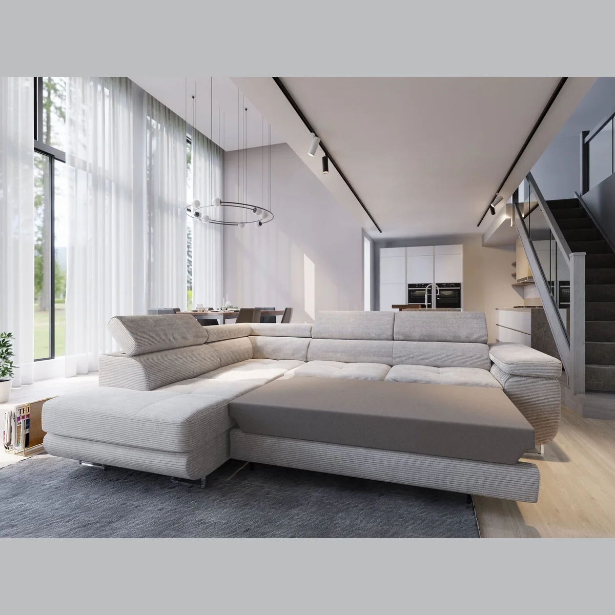 Masseno Ecksofa APIRO mit Schlaffunktion, elegantes Design, praktischer Stauraum 4
