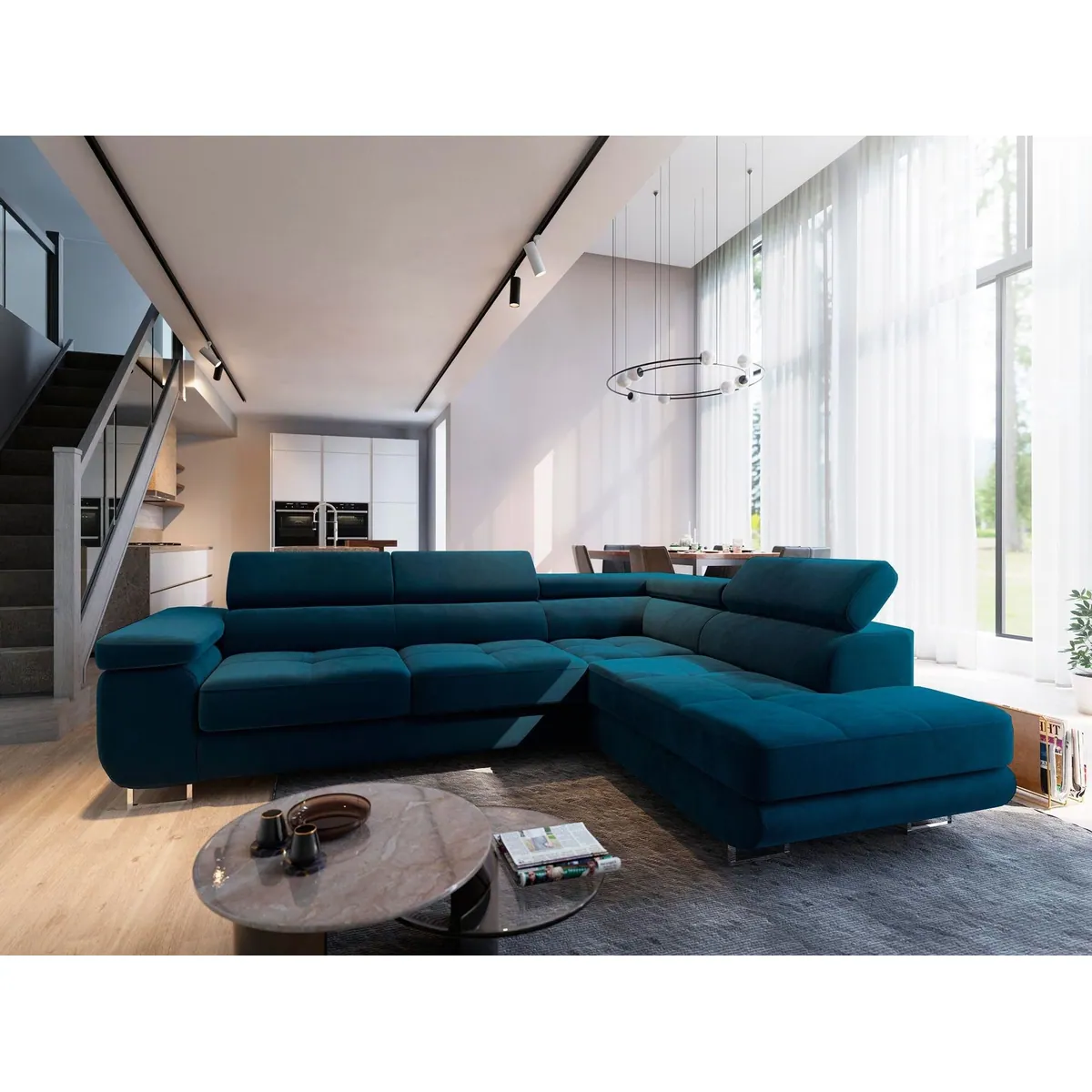 Masseno Ecksofa SELVA mit Schlaffunktion L-Form, elegantes Design und praktische Stauraumlösung