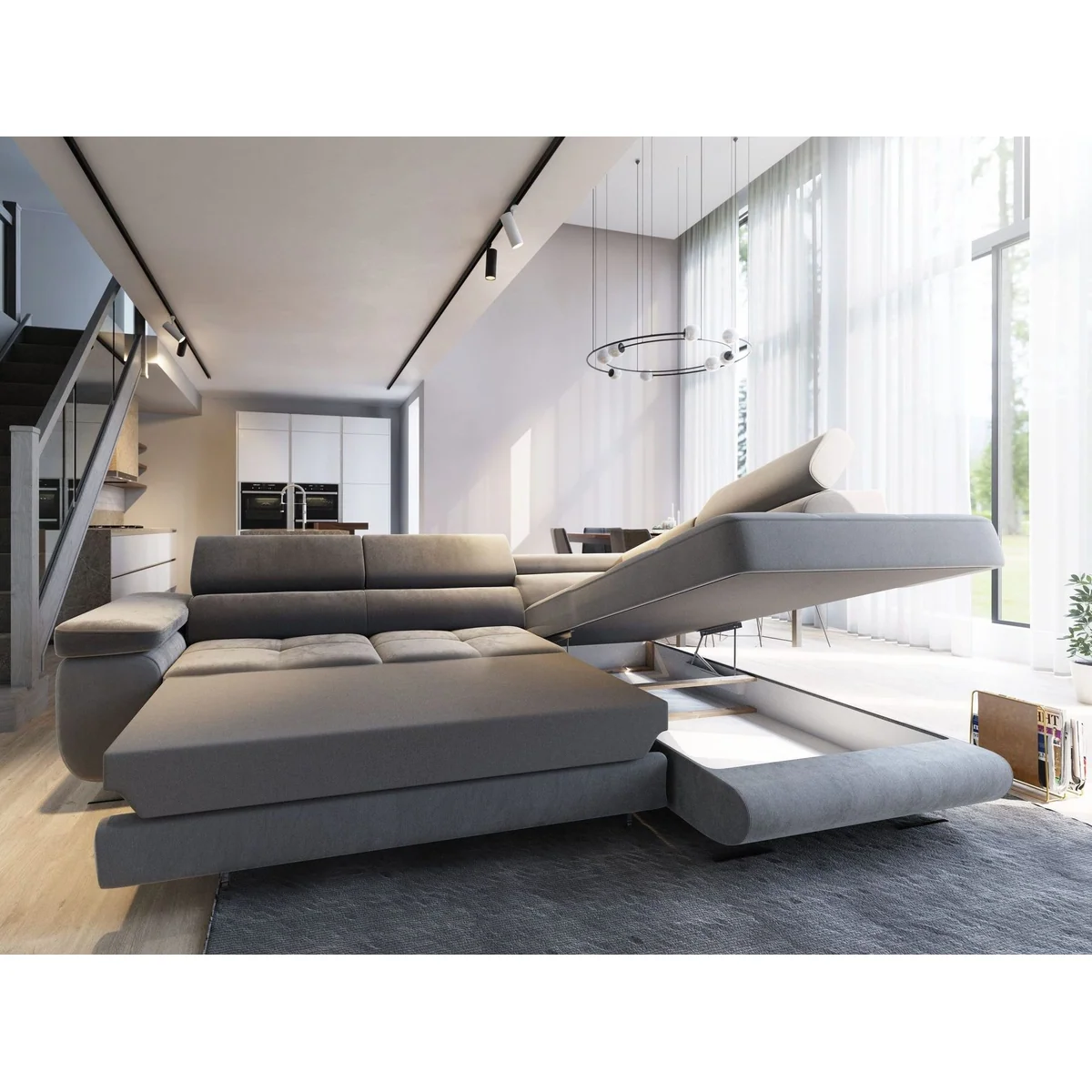 Masseno Ecksofa SELVA mit Schlaffunktion L-Form, elegantes Design und praktische Stauraumlösung 3