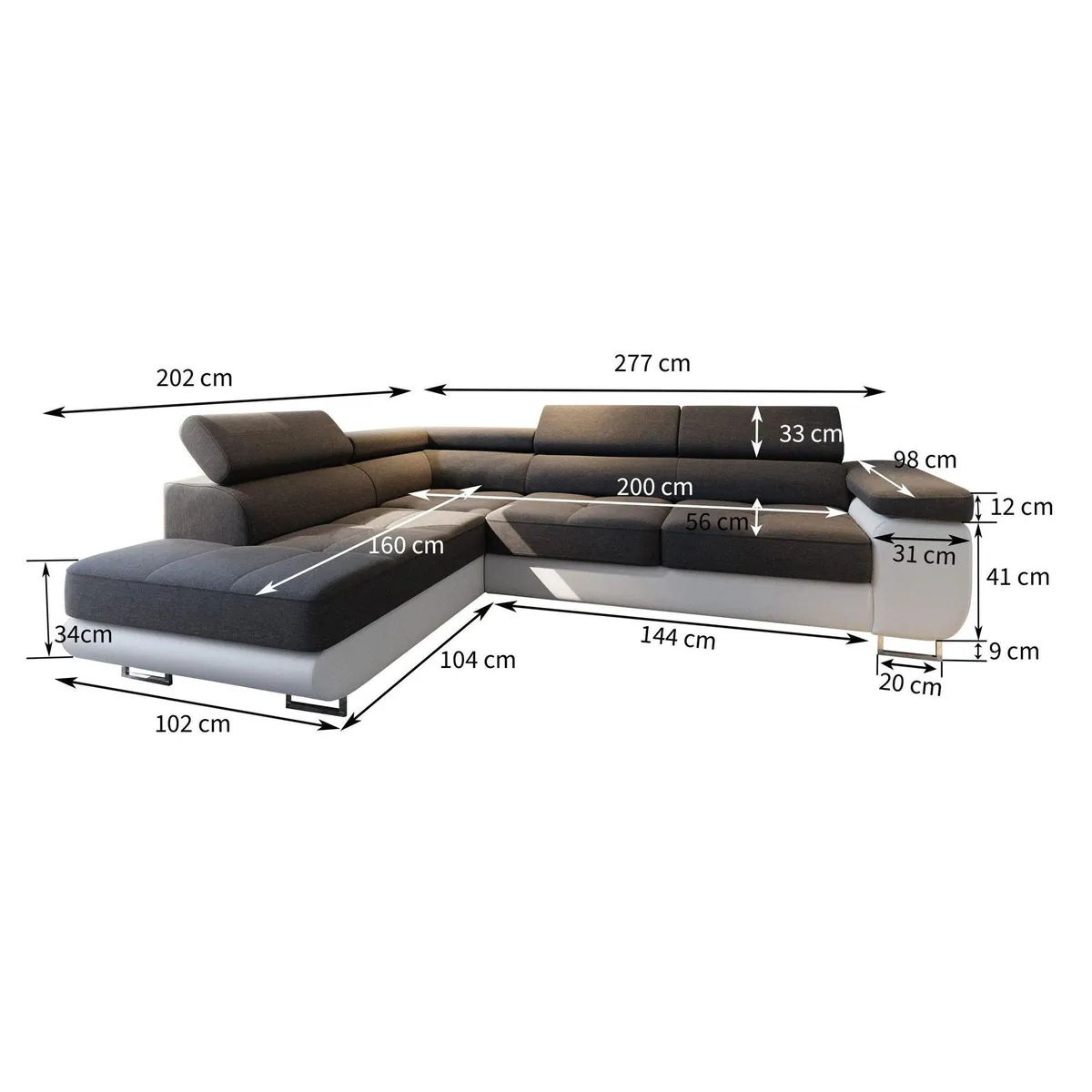 Masseno Ecksofa SELVA mit Schlaffunktion L-Form, elegantes Design und praktische Stauraumlösung 4