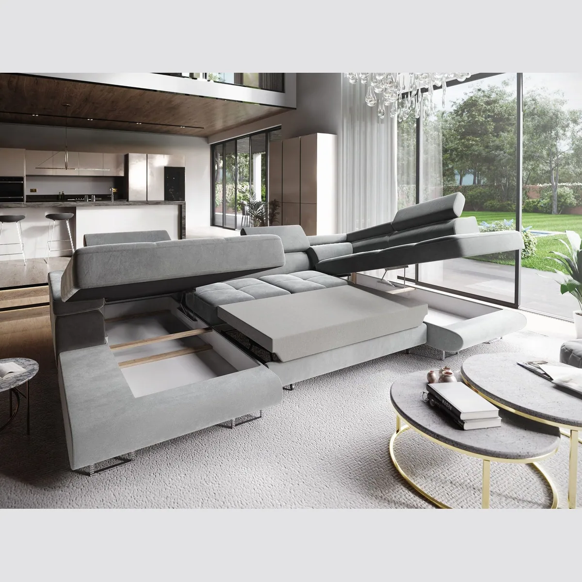 Masseno Ecksofa CASONE, U-Form, Schlaffunktion & Stauraum — Eleganz und Komfort 3