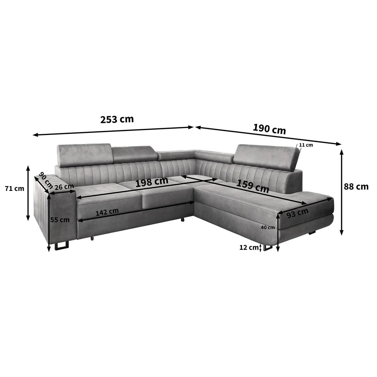 Masseno Ecksofa NOLA mit Schlaffunktion, elegantes Design & praktischer Stauraum 5