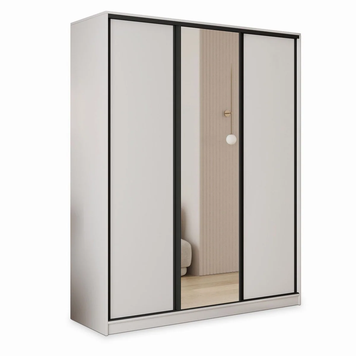 Masseno Schwebetürenschrank TARI, 150 cm, elegantes Design, großzügiger Stauraum, großer Spiegel