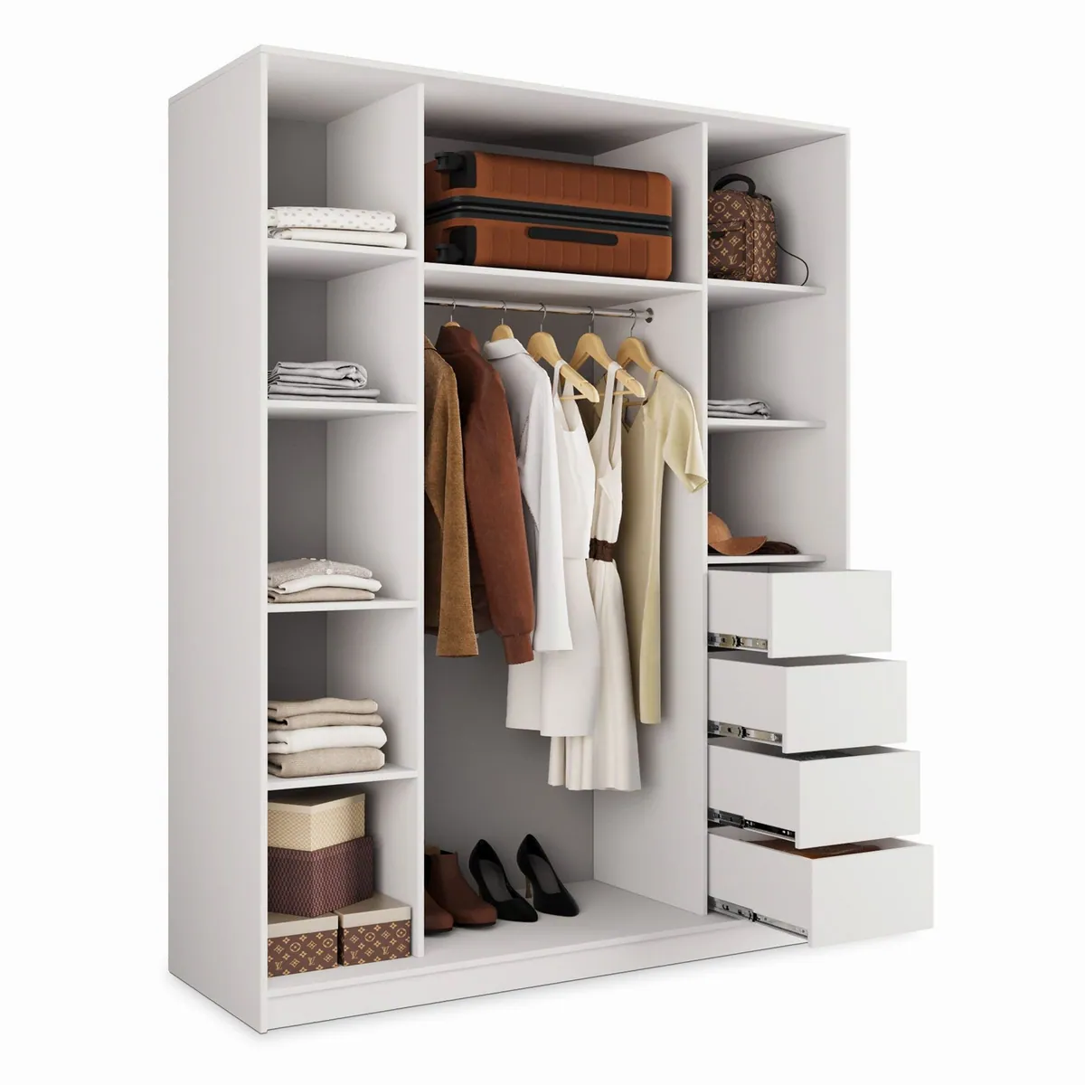 Masseno Schwebetürenschrank TARI, 150 cm, elegantes Design, großzügiger Stauraum, großer Spiegel 3