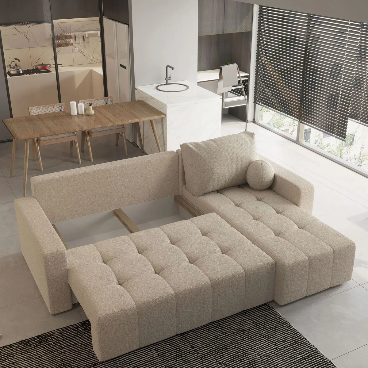 Masseno Ecksofa VOLIRA, stilvolles Design, Schlaffunktion, praktischer Stauraum 3