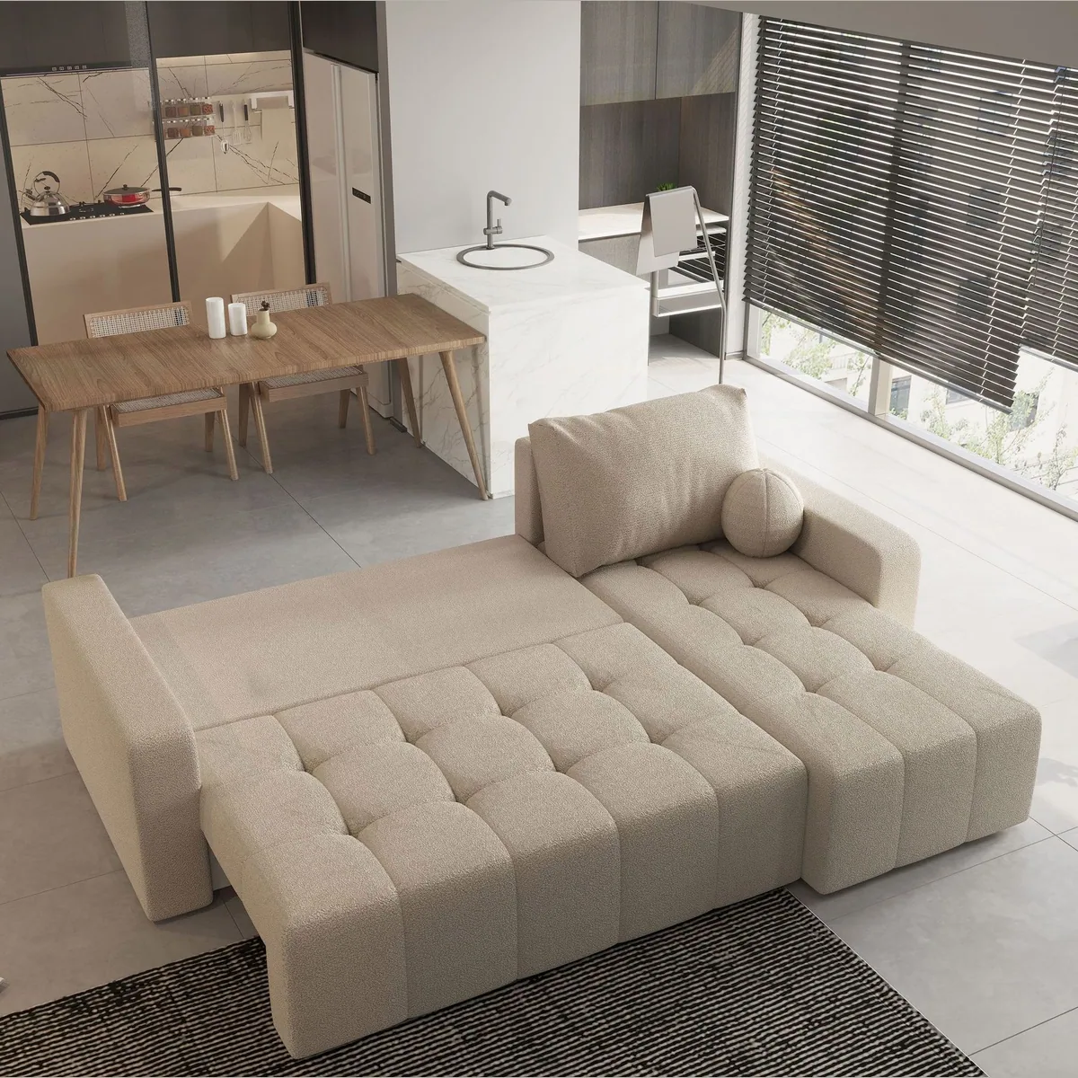 Masseno Ecksofa VOLIRA, stilvolles Design, Schlaffunktion, praktischer Stauraum 4