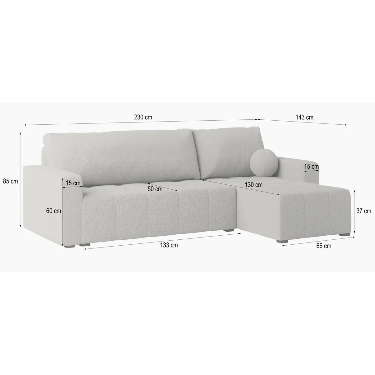 Masseno Ecksofa VOLIRA, stilvolles Design, Schlaffunktion, praktischer Stauraum 5