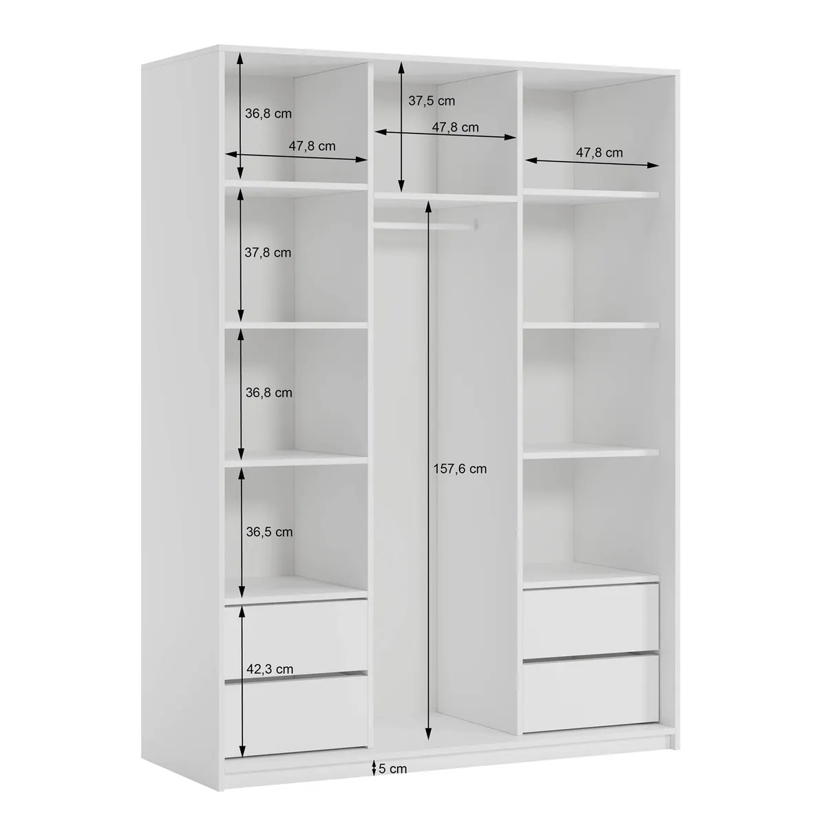Masseno VONTE Schwebetürenschrank 150 cm, elegantes Design, viel Stauraum, leise Schiebetüren 4