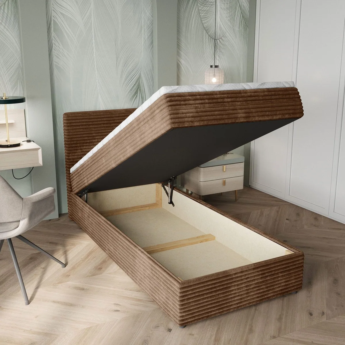 Masseno Boxbett PISA 80x200 cm, ergonomischer Komfort, geräumiger Bettkasten, gepolstertes Kopfteil 4