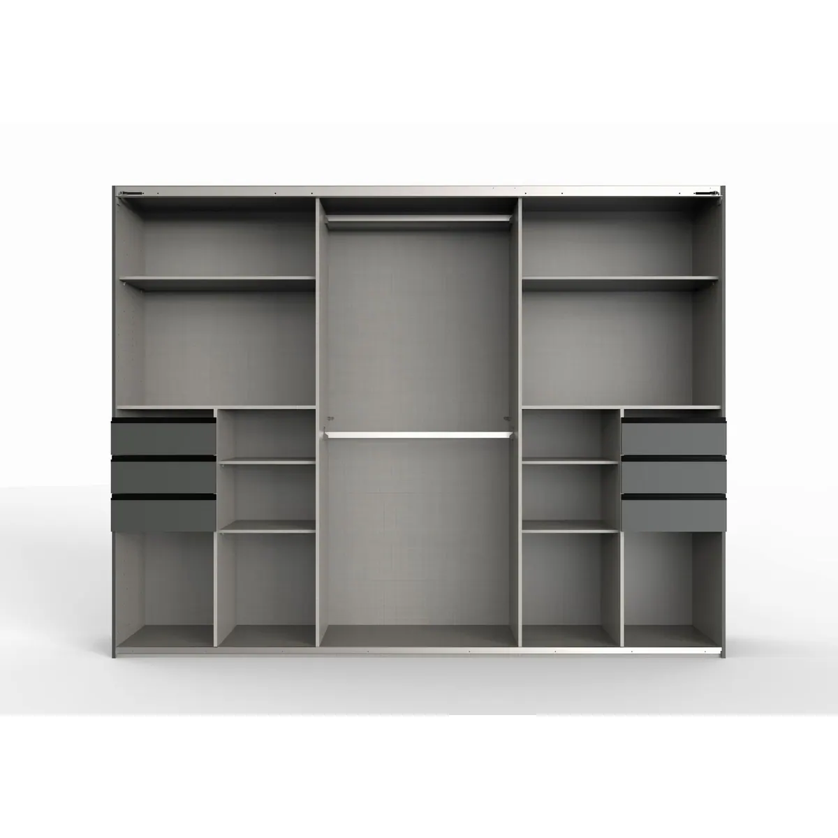 Kleiderschrank Saigon in Grafit, moderne Schwebetüren, elegante Glasfront 3