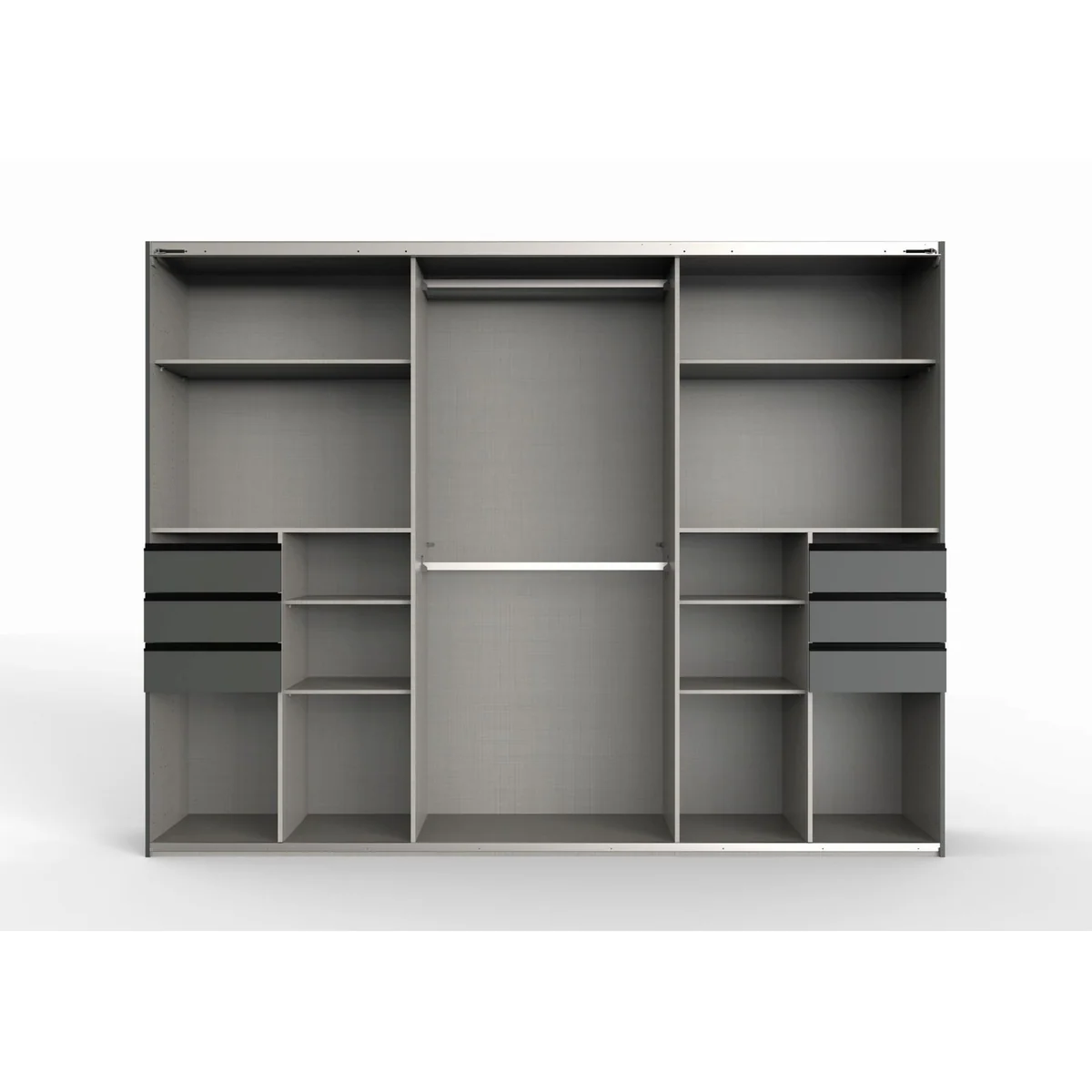 Kleiderschrank Saigon in Grafit, moderne Schwebetüren, elegante Glasfront 4