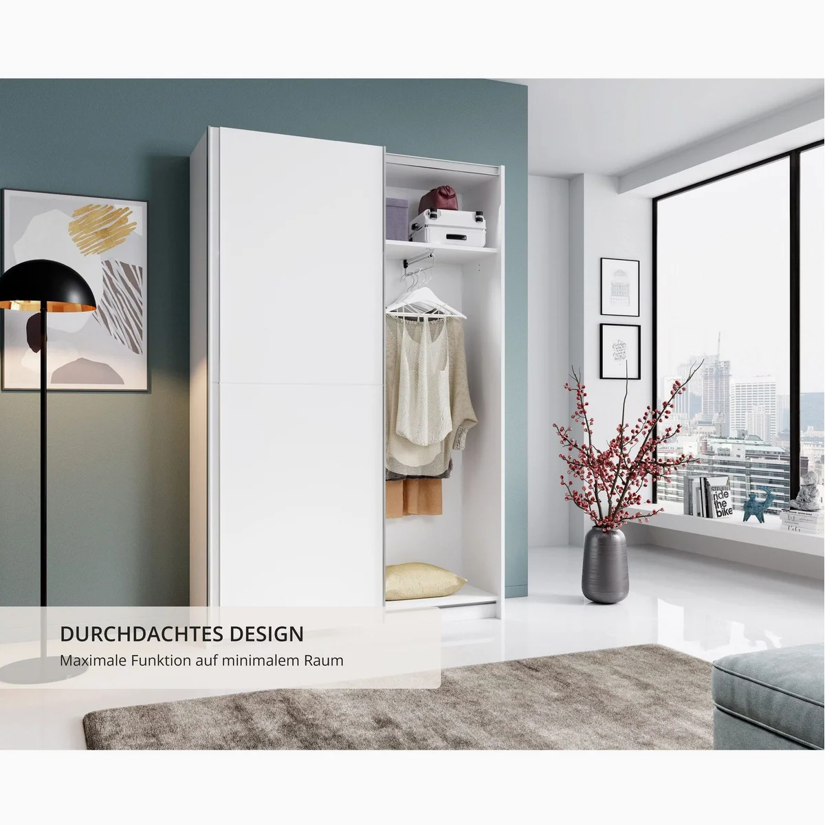 möbelando Schwebetürenschrank Fred, platzsparend, stabil, modernes Design 3
