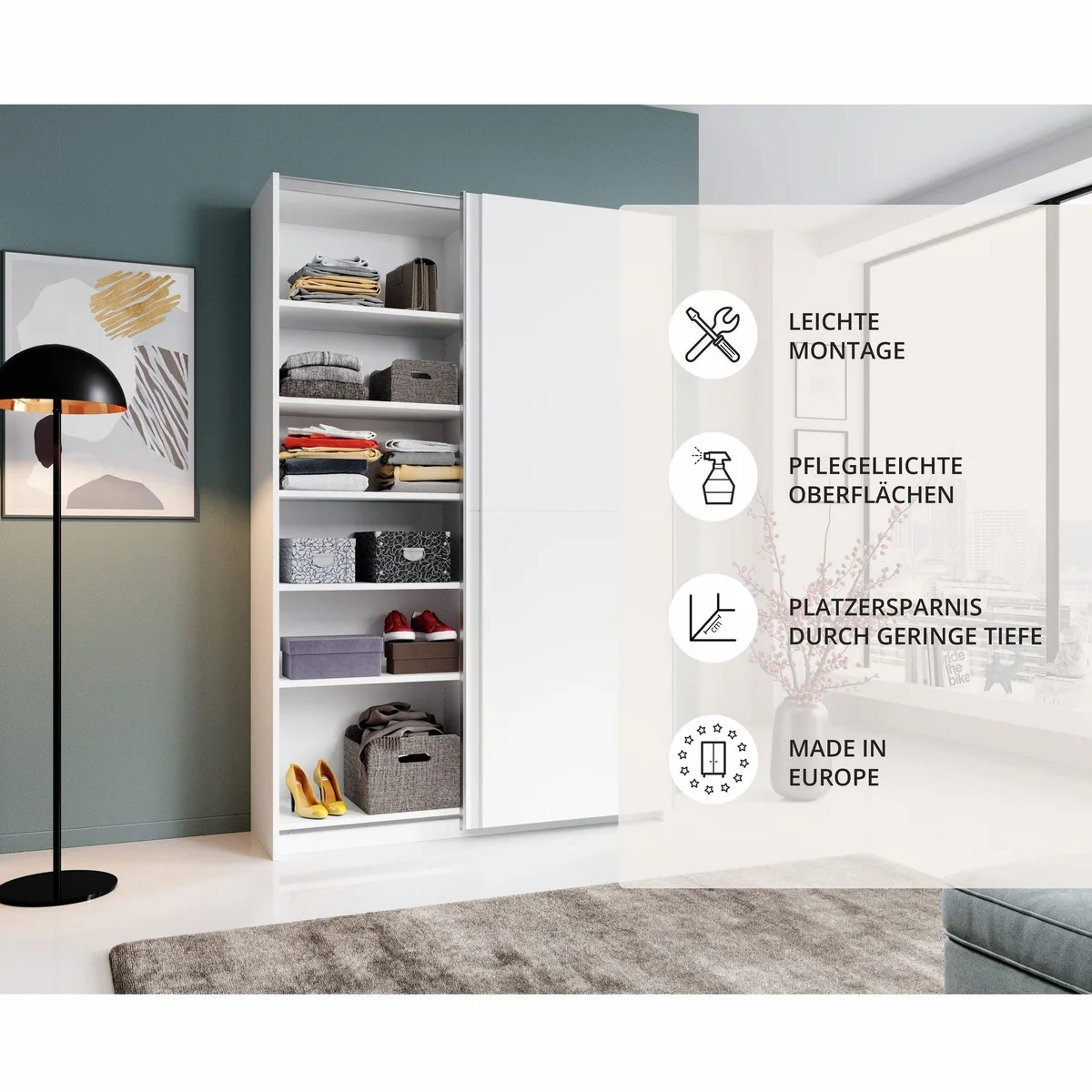 möbelando Schwebetürenschrank Fred, platzsparend, stabil, modernes Design 5