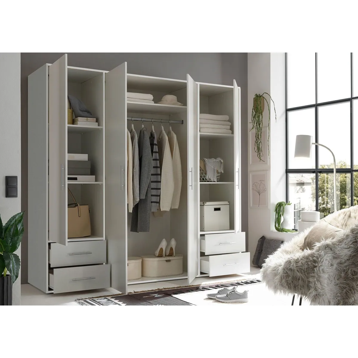 möbelando Kleiderschrank Valencia, elegantes Design, viel Stauraum, vielseitig einsetzbar 4