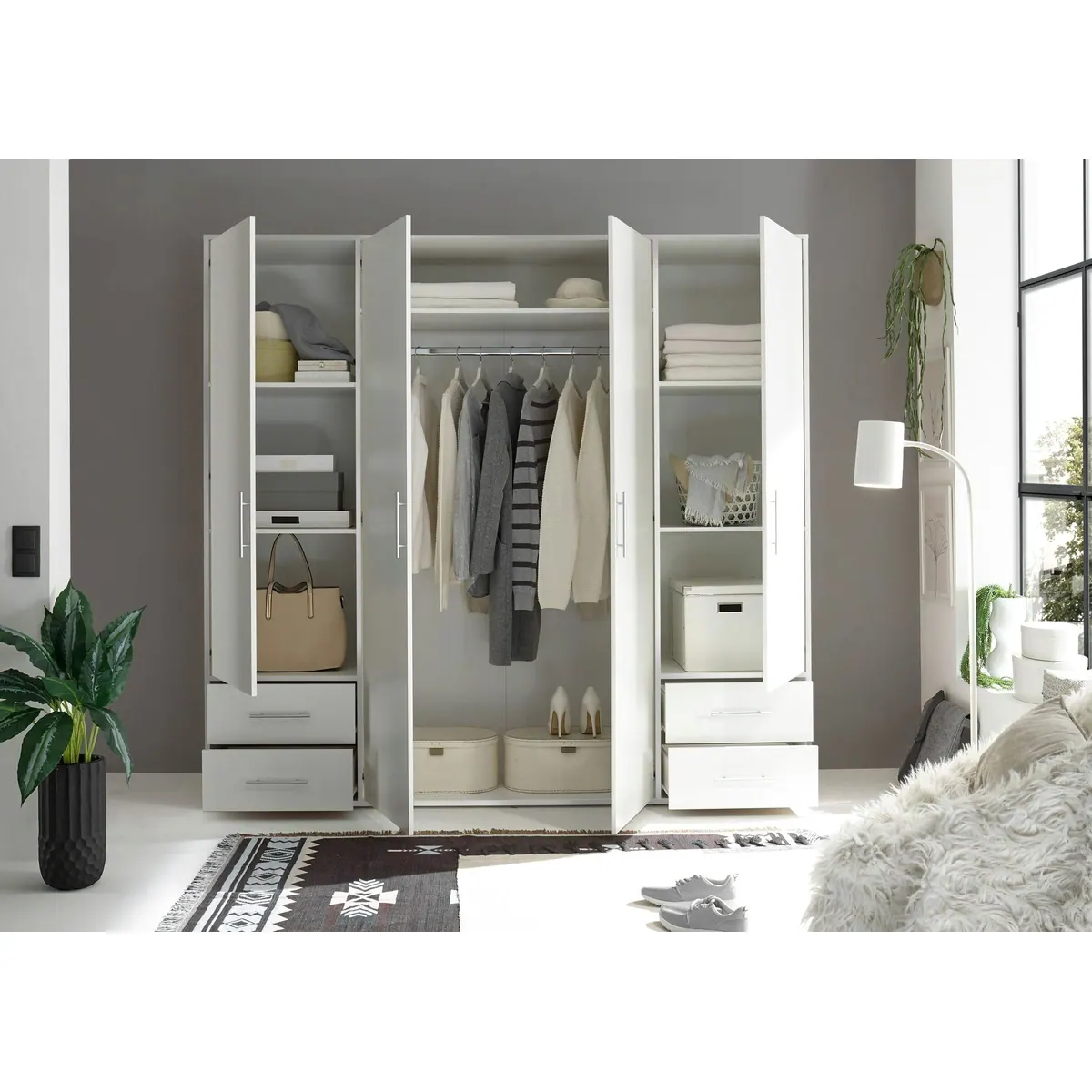 möbelando Kleiderschrank Valencia, elegantes Design, viel Stauraum, vielseitig einsetzbar 5