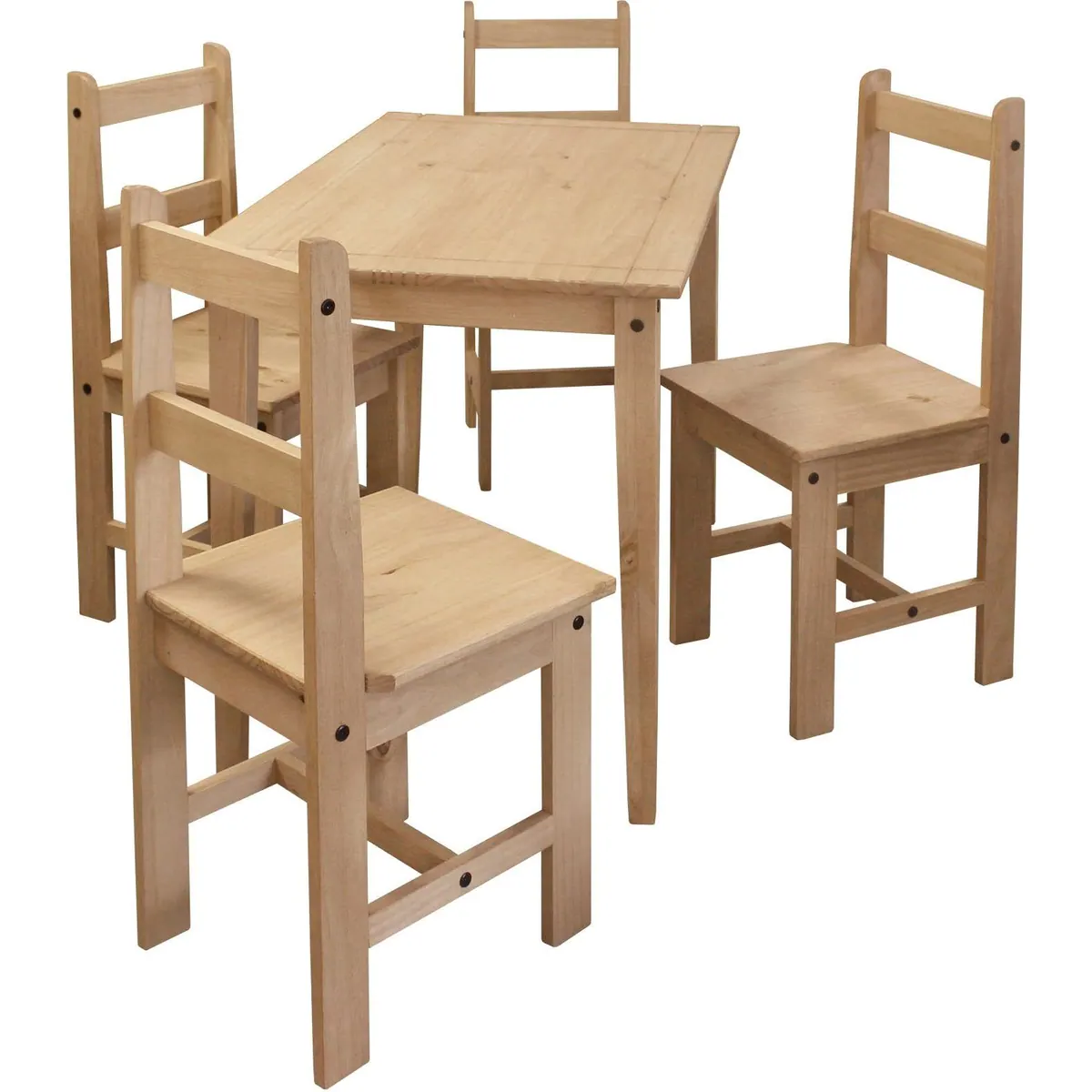 MÖBILIA Essgruppe, 5-teilig, honigfarbene Holzoberfläche, ergonomische Stühle 2