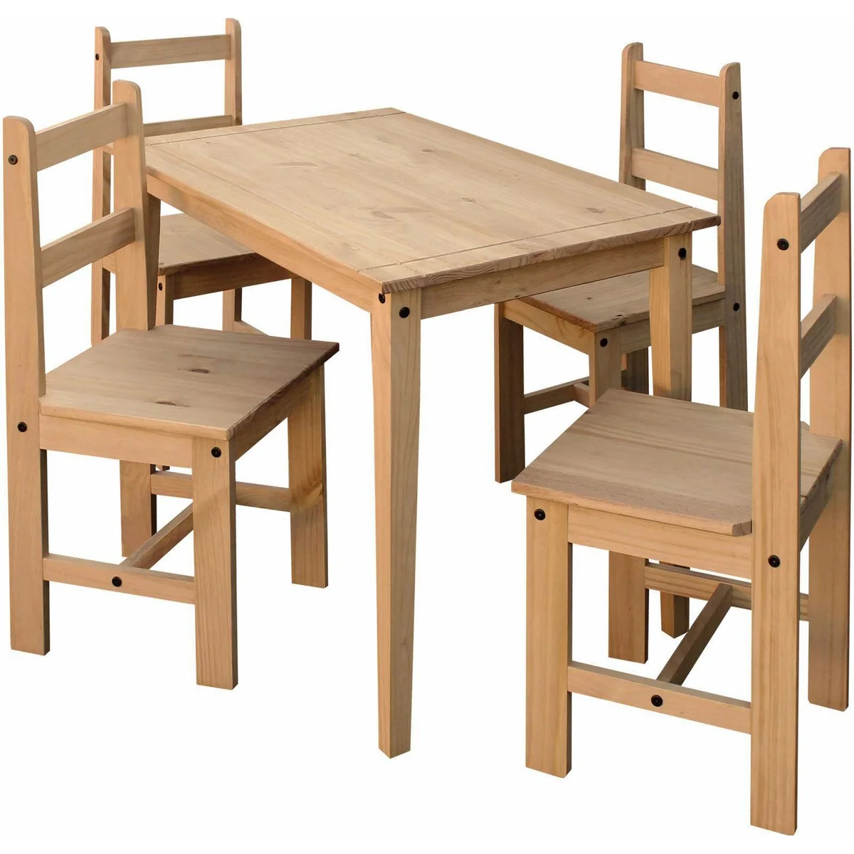 MÖBILIA Essgruppe, 5-teilig, honigfarbene Holzoberfläche, ergonomische Stühle 3