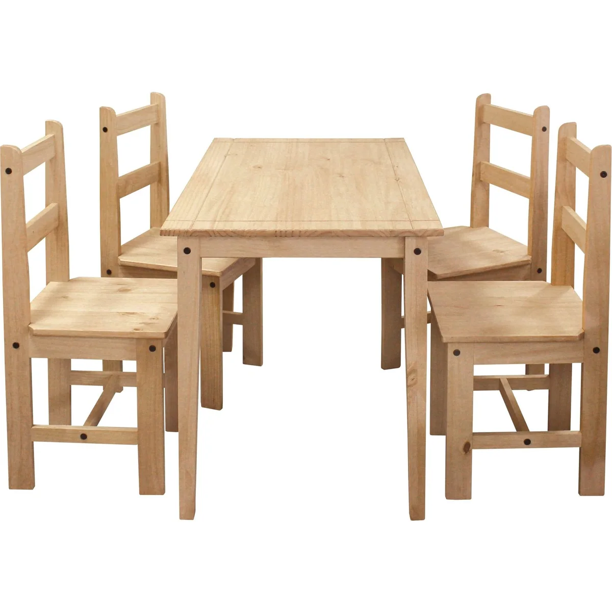 MÖBILIA Essgruppe, 5-teilig, honigfarbene Holzoberfläche, ergonomische Stühle 4