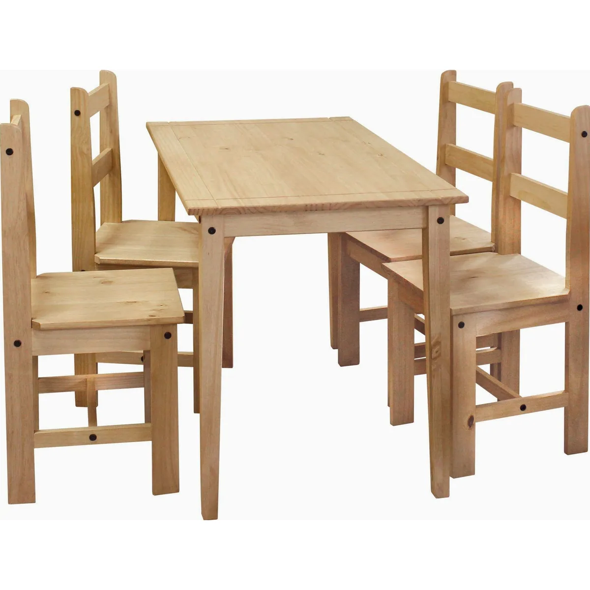 MÖBILIA Essgruppe, 5-teilig, honigfarbene Holzoberfläche, ergonomische Stühle 5