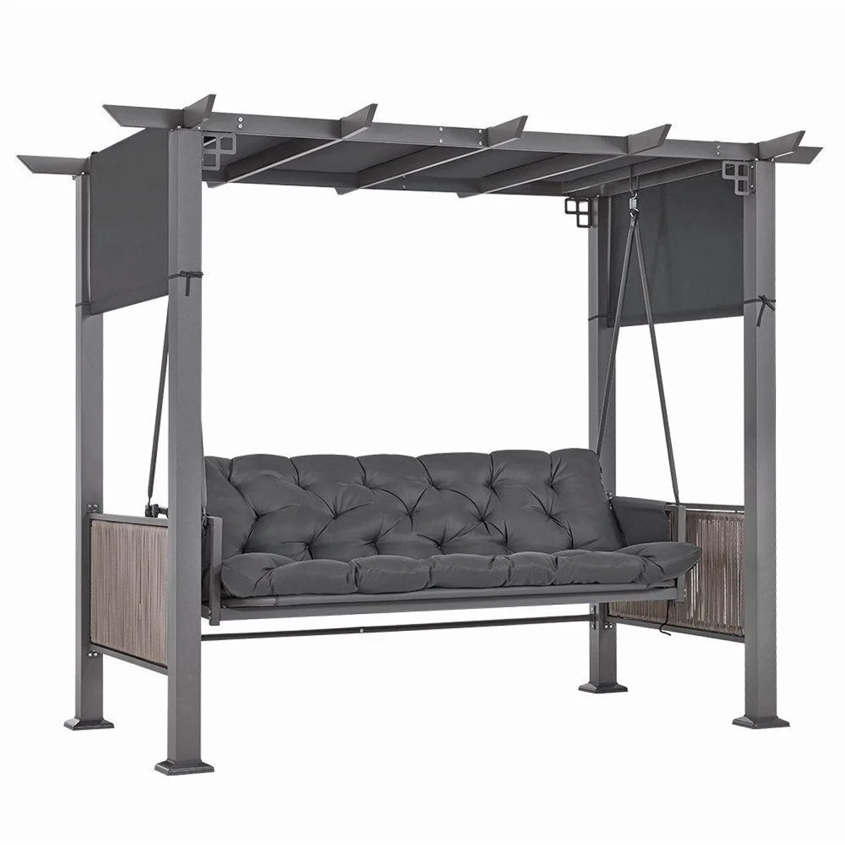 MCombo Hollywoodschaukel, Liegefunktion, wetterbeständig — ideal für Garten und Terrasse