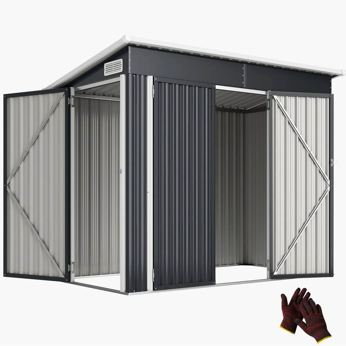 MC Star Gartenhaus Metall Gerätehaus, stabil und abschließbar mit 3 Türen