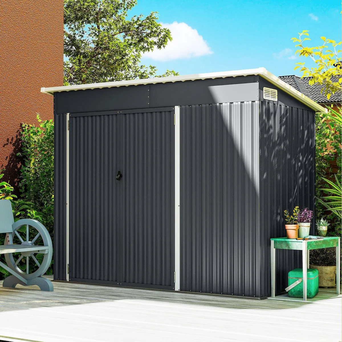 MC Star Gartenhaus Metall Gerätehaus, stabil und abschließbar mit 3 Türen 3