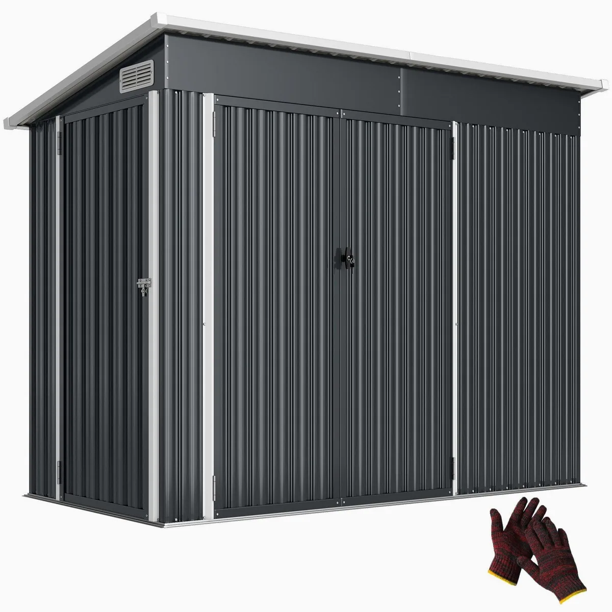 MC Star Gartenhaus Metall Gerätehaus, stabil und abschließbar mit 3 Türen 5