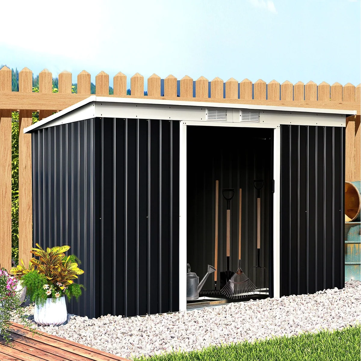 MC Star Gerätehaus XXL, 3,6 m², verzinkter Stahl, abschließbare Schiebetüren, Belüftung 3