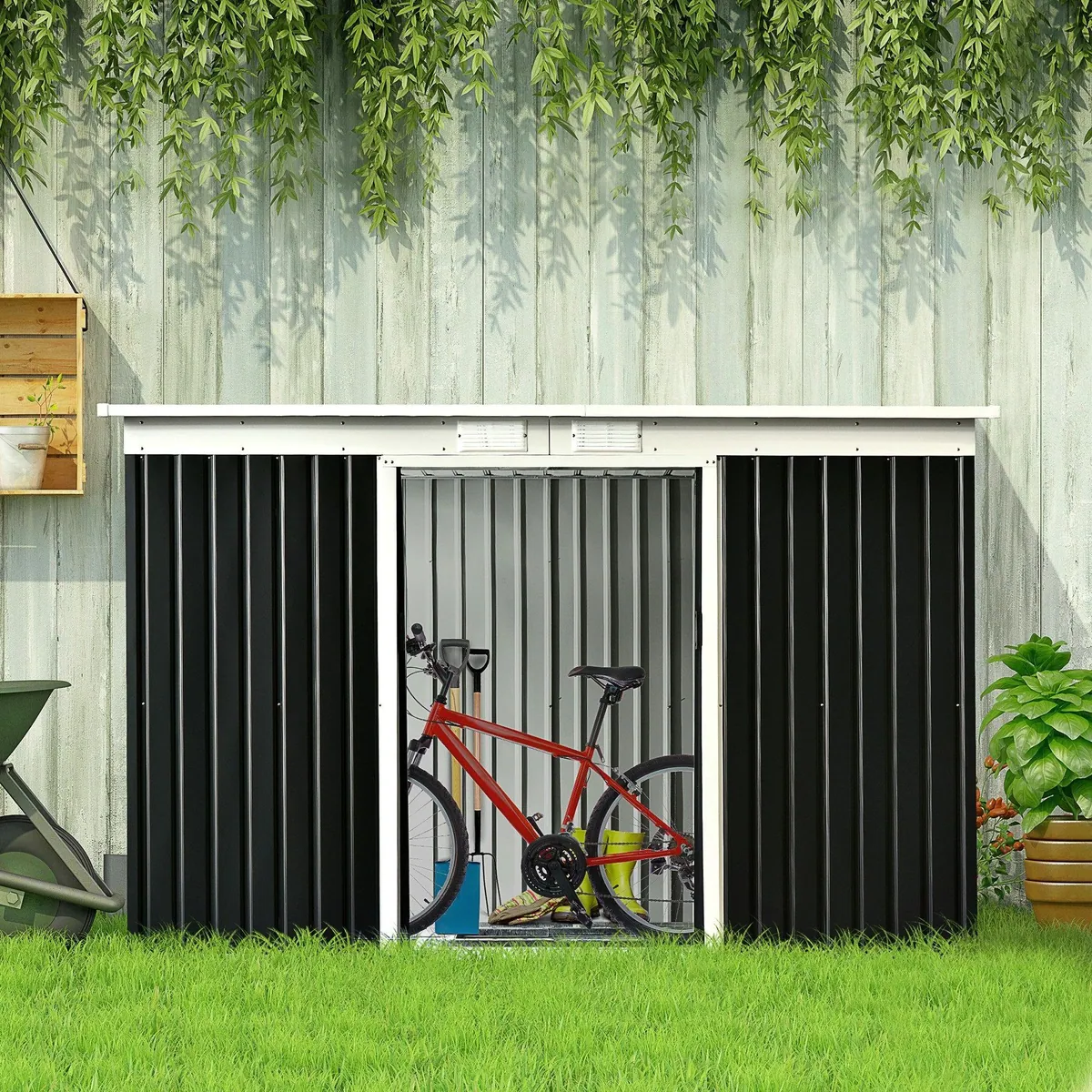 MC Star Gerätehaus XXL, 3,6 m², verzinkter Stahl, abschließbare Schiebetüren, Belüftung 4