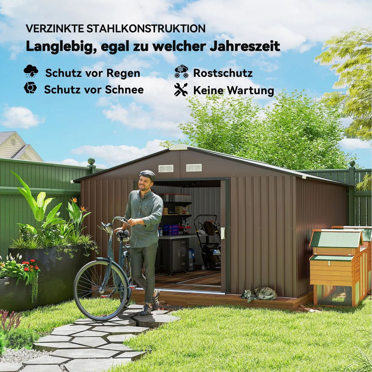 MC Star Geräteschuppen, wetterfest mit Schiebetüren und Belüftungsfenstern 5