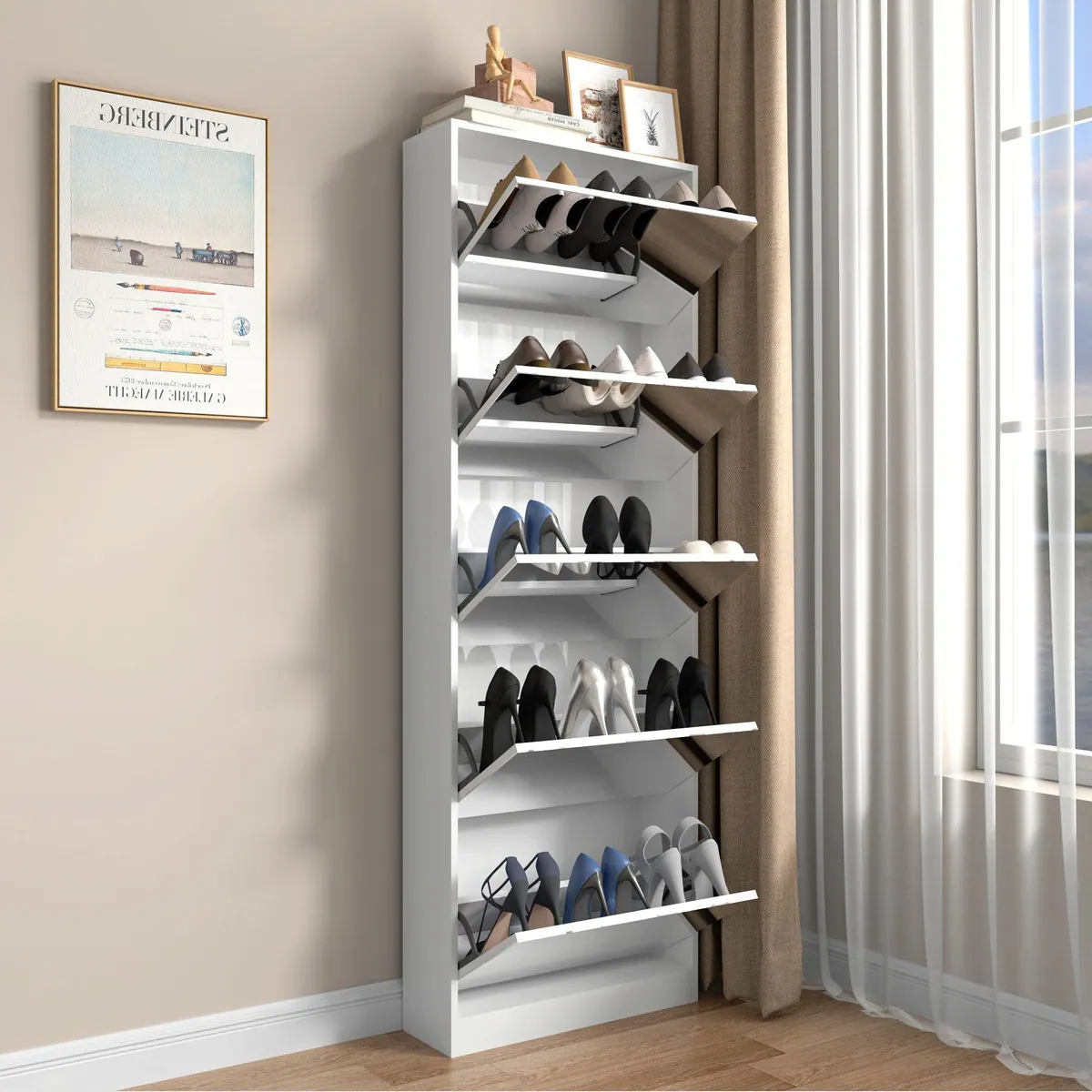 MC Star Schuhschrank, verspiegelter Klappschrank mit 5 Klappschubladen 2