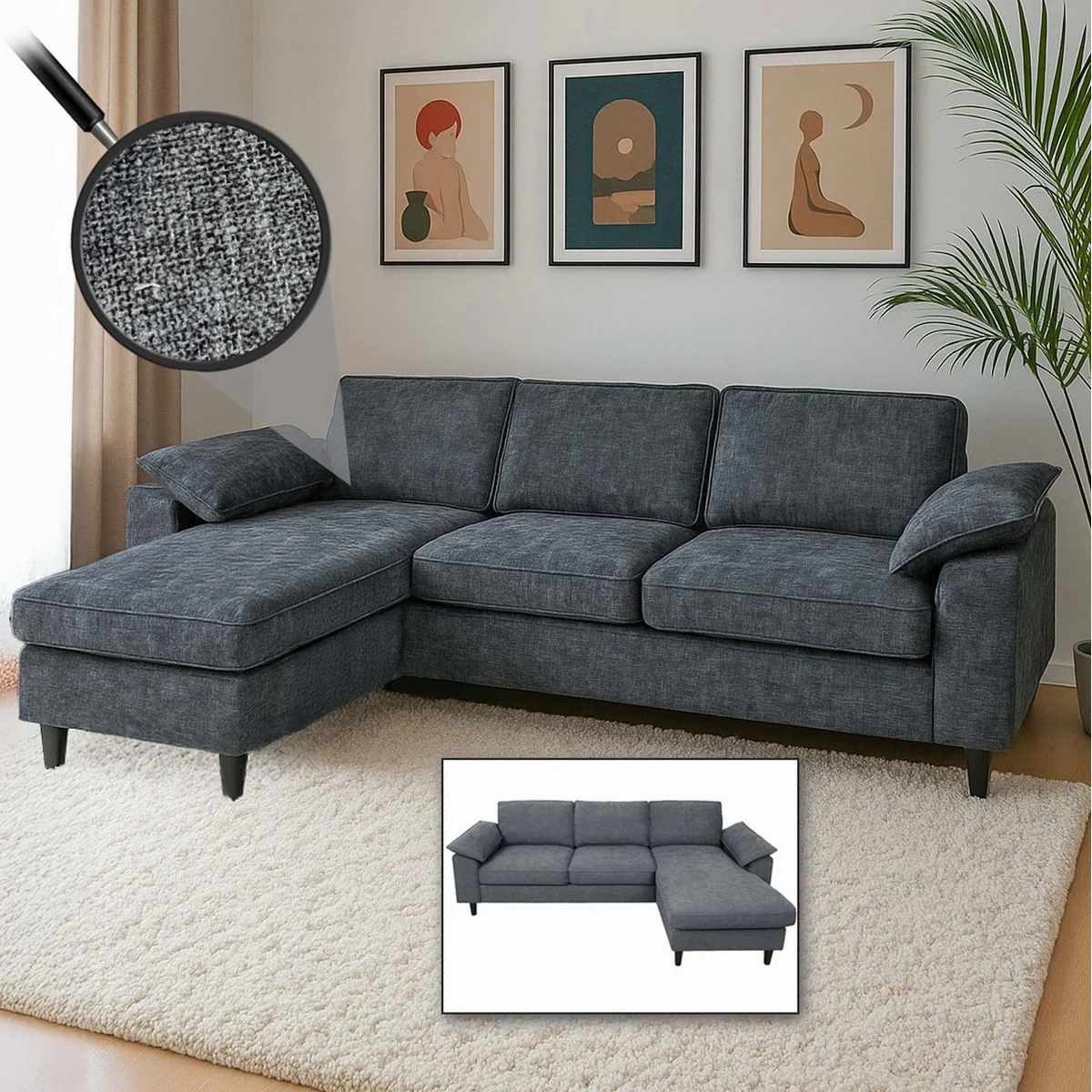 MCW O71 Ecksofa, flexible Liegefläche, hochwertige Polsterung