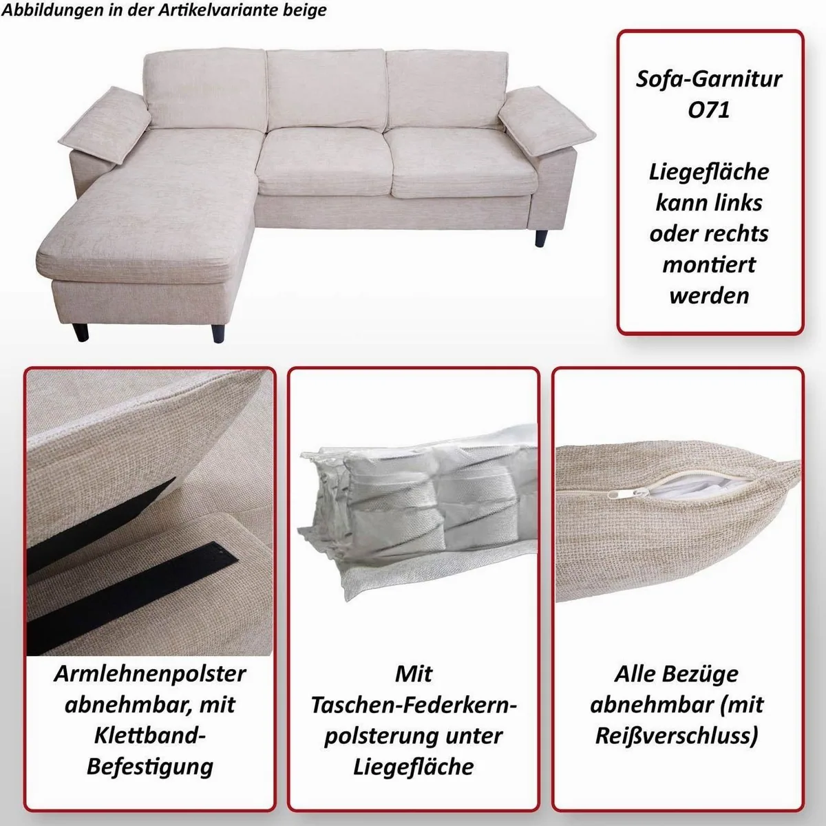 MCW O71 Ecksofa, flexible Liegefläche, hochwertige Polsterung 4
