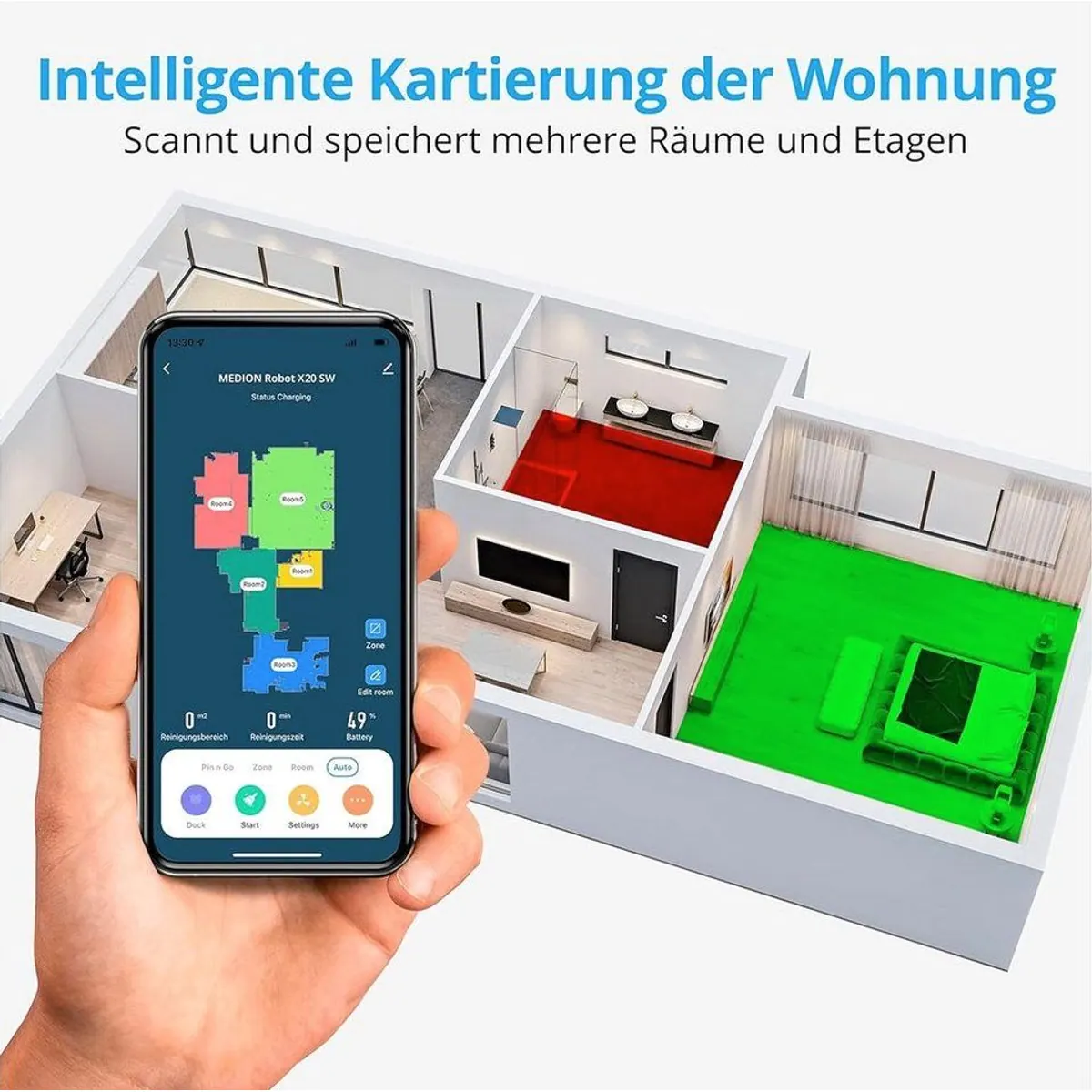 Medion MD11415 X20 SW+, intelligente Reinigung mit Wischfunktion und App-Steuerung 4