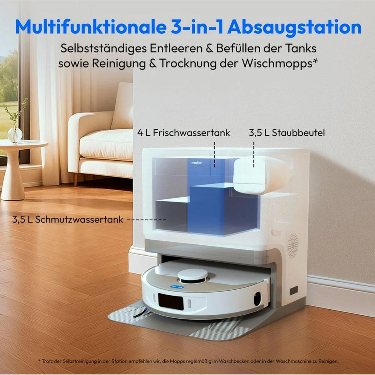 Medion Saugroboter X55 SW+, beutellos, intelligente Navigation 3
