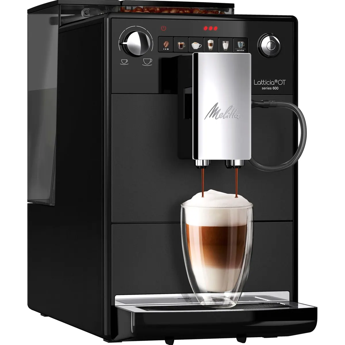 Melitta Latticia One Touch F300-100, doppelte Milchaufschäumung, XL Wassertank & Bohnenbehälter