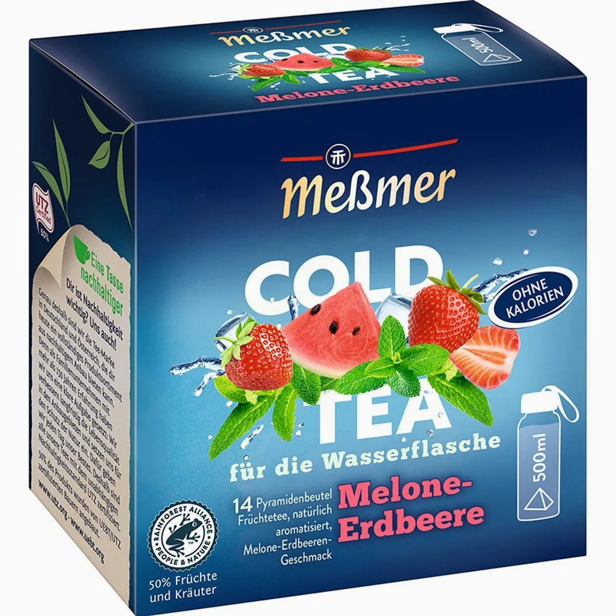 Meßmer Cold Tea fruchtig süße Melone Erdbeere, erfrischender Geschmack, vegan, glutenfrei — 14 Teebeutel