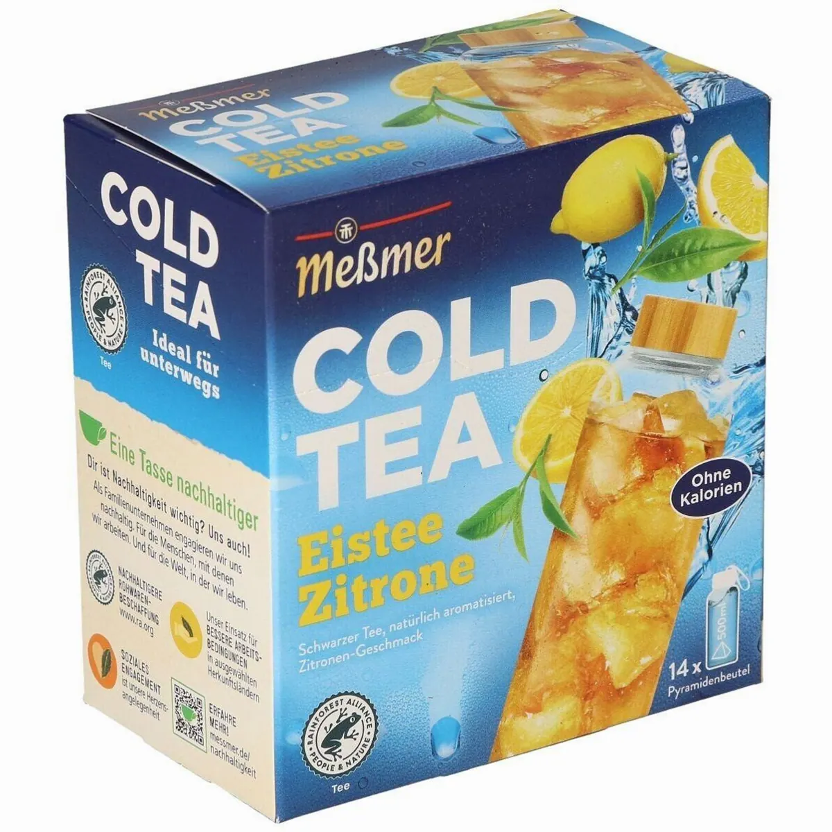 Meßmer Cold Tea Zitrone, erfrischend kalorienfrei, Schwarzteebasis