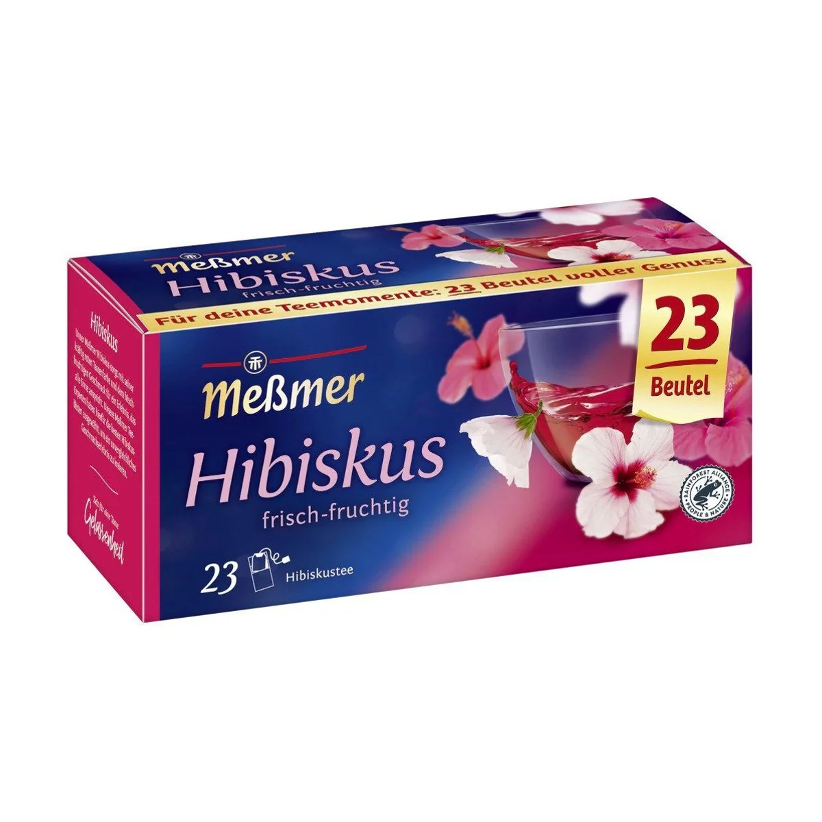 Meßmer Hibiskus Früchtetee, fruchtig und erfrischend — 100 % Hibiskusblüten, koffeinfrei, 23 Teebeutel