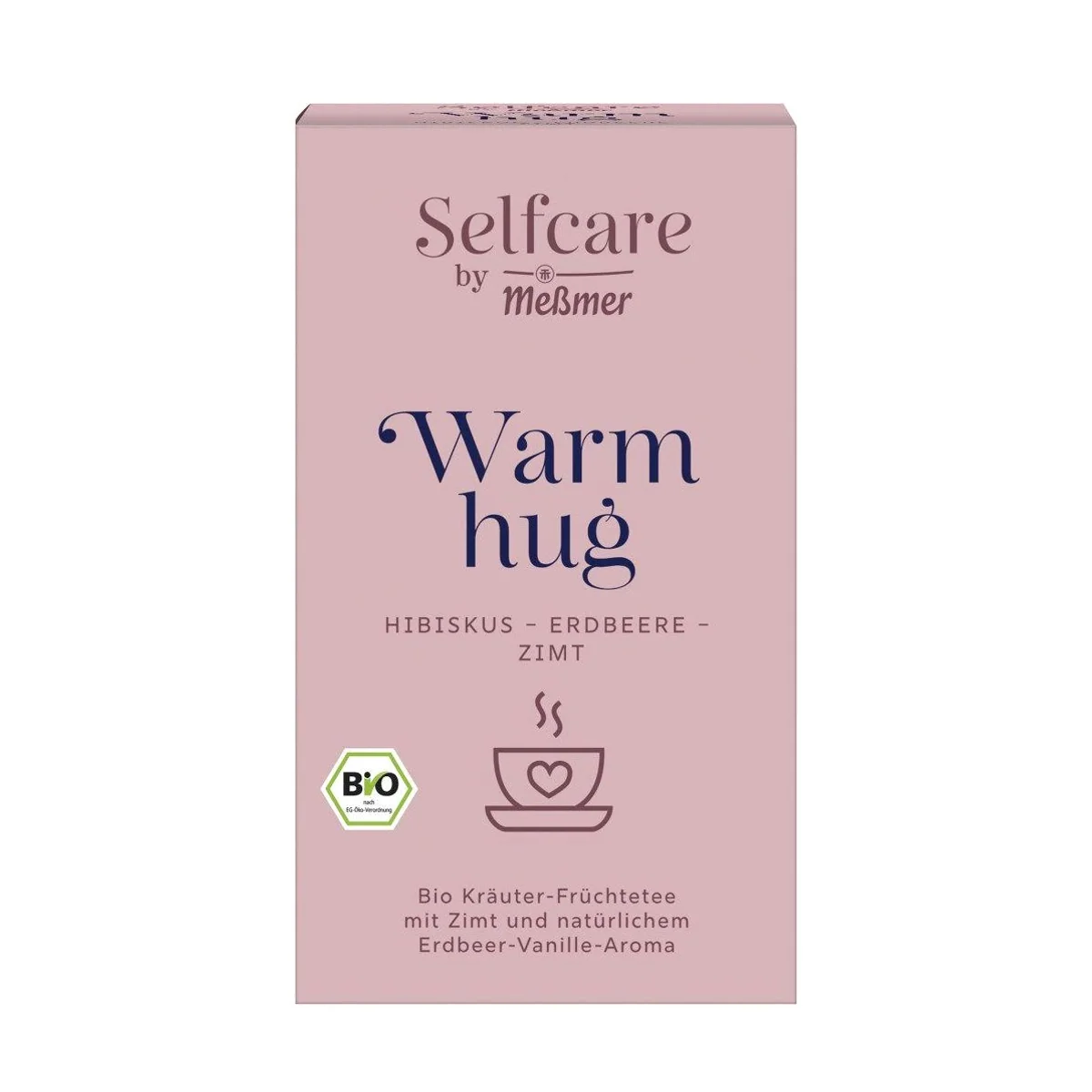 Meßmer Selfcare Bio Warm Hug Tee, fruchtiger Hibiskus, Zimt, Erdbeer-Vanille-Aroma — 16 Teebeutel
