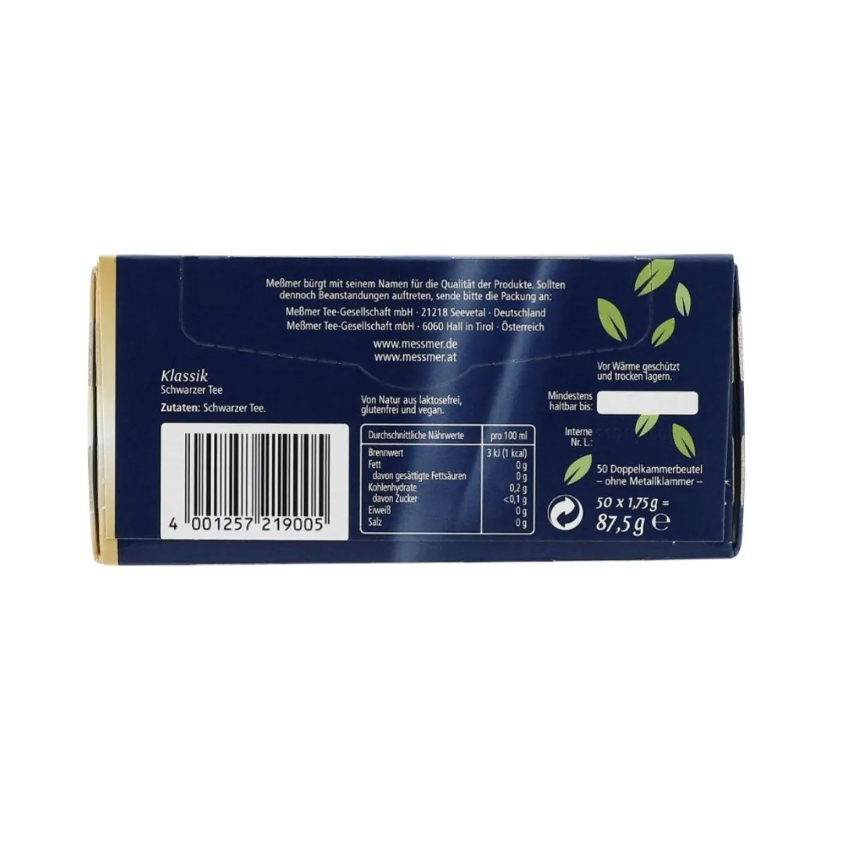 Meßmer Klassik Schwarzer Tee, fein aromatisch, 87g 2