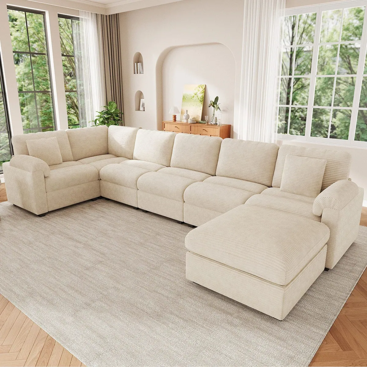 Merax Ecksofa XXL U-/L-Form, flexibles Modulsofa für 7-8 Personen
