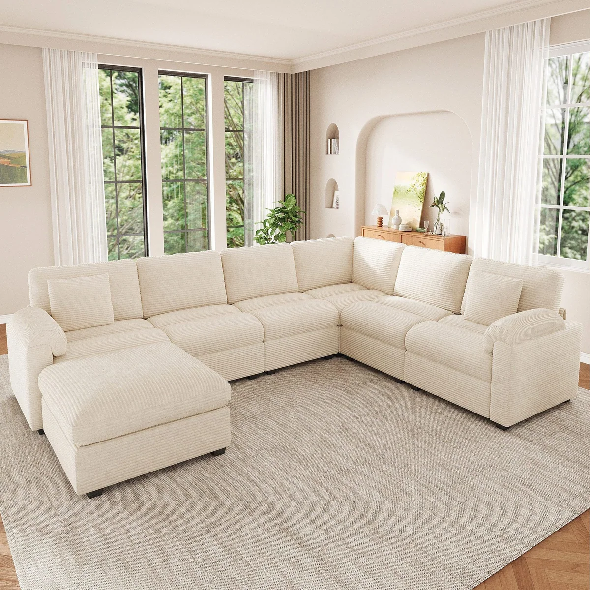 Merax Ecksofa XXL U-/L-Form, flexibles Modulsofa für 7-8 Personen 3