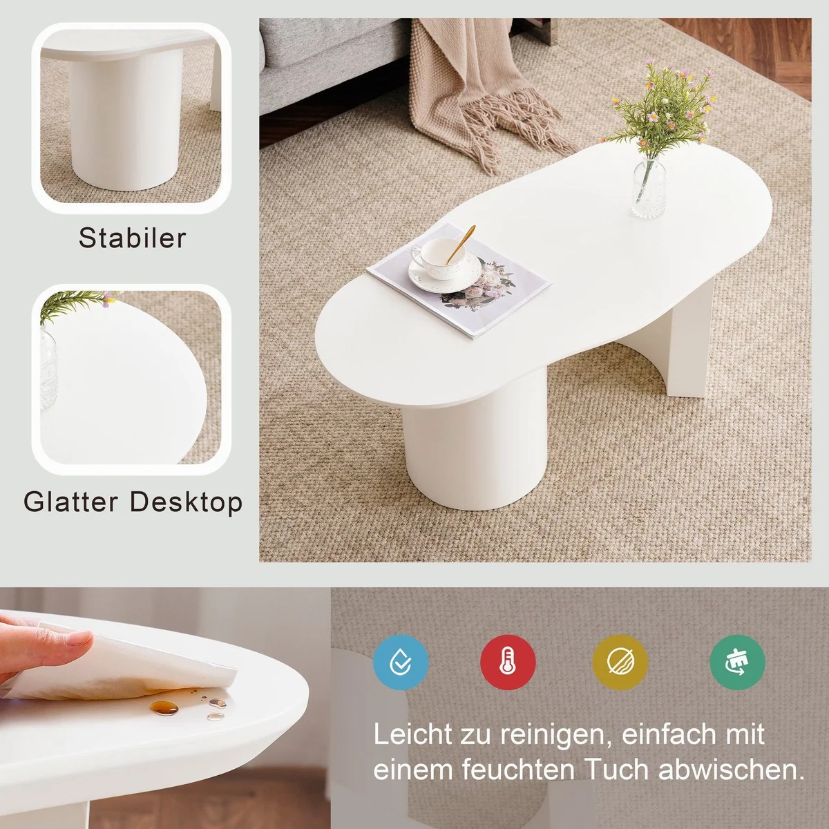 Merax Couchtisch Wolke, elegantes Design, unregelmäßige Tischplattenform 2