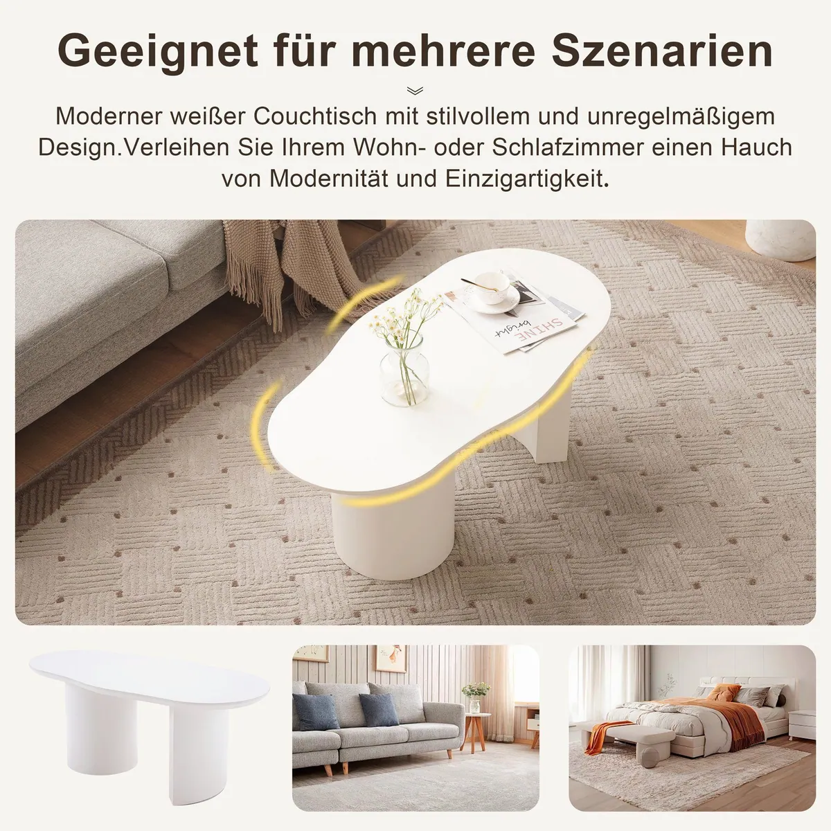 Merax Couchtisch Wolke, elegantes Design, unregelmäßige Tischplattenform 5