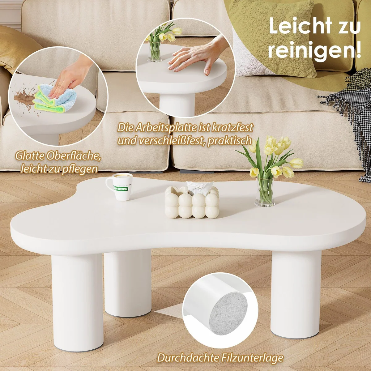 Merax Couchtisch Wolke, modernes Design, praktische Größe, hochwertige Materialien 5