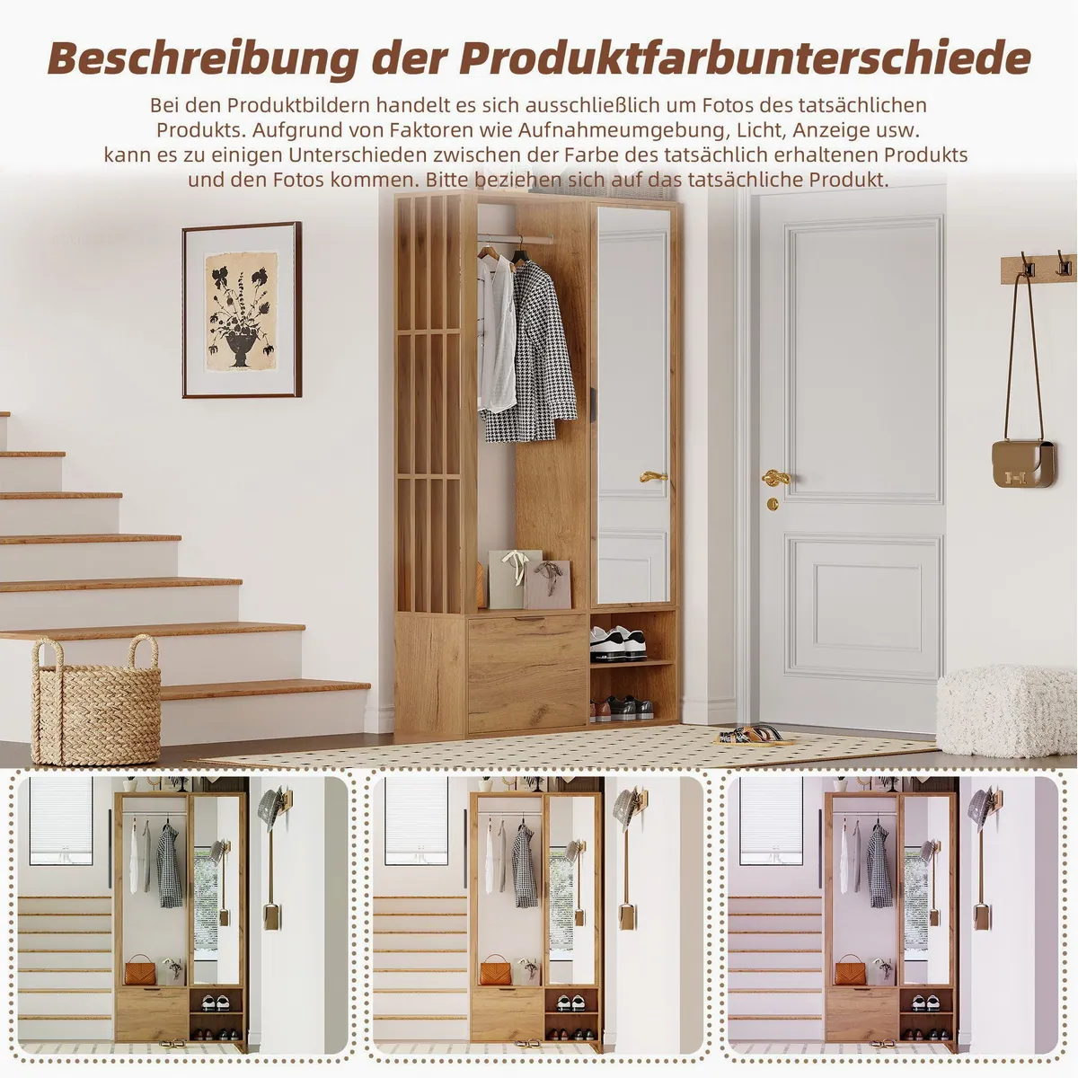 Merax Garderoben-Set 6-in-1, platzsparend mit Spiegel & 9 Fächern 4